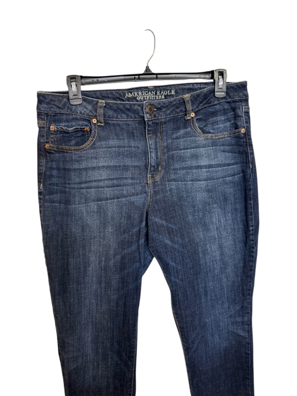American Eagle Outfitters High Rise Skinny Stretch Dark Whisker Jeans 18 Long - Picture 4 of 12